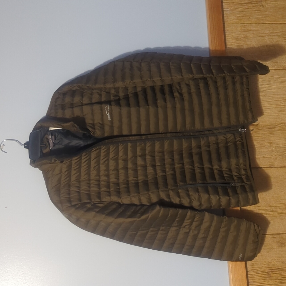 Eddie Bauer Jacket  large Duck Down Quilted Bubble Coat Lightweight 650 *